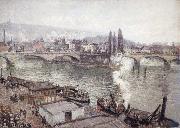 Camille Pissarro The Stone Bridge in Rouen,dull weather oil painting